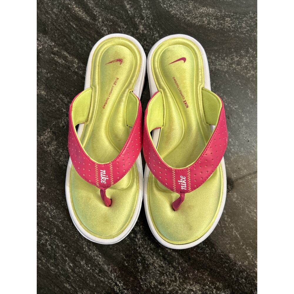 Nike Comfort Thong Women's Size 8 Vivid Pink Neon Green 354925-612 Shoes - Picture 3 of 11